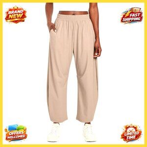 Quick Dry Hiking Pants High Waisted Wide Leg Barrel Ankle with Pockets